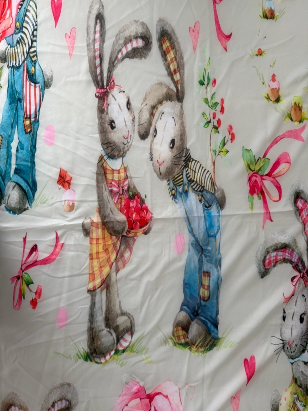 Watercolor Bunny Scarf Storybook Rabbit Long Luxury Wrap Rare Whimsical - Picture 3 of 8
